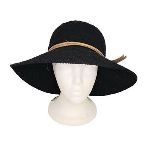 New Target Women's Black and Copper Ribbon Woven Round‎ Beach Hat One Size NWT